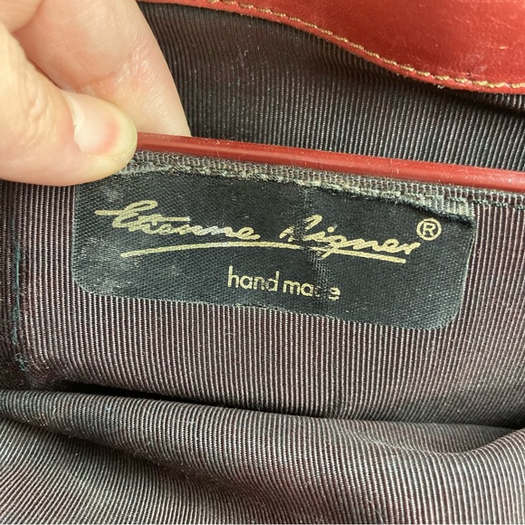 Vintage 70s Etienne Aigner Red Shoulder Bag Hand Made Oxblood Leather 12X9" - Picture 14 of 16